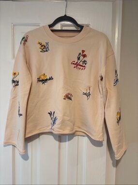 Madewell Embroidered Floral Cream Sweatshirt